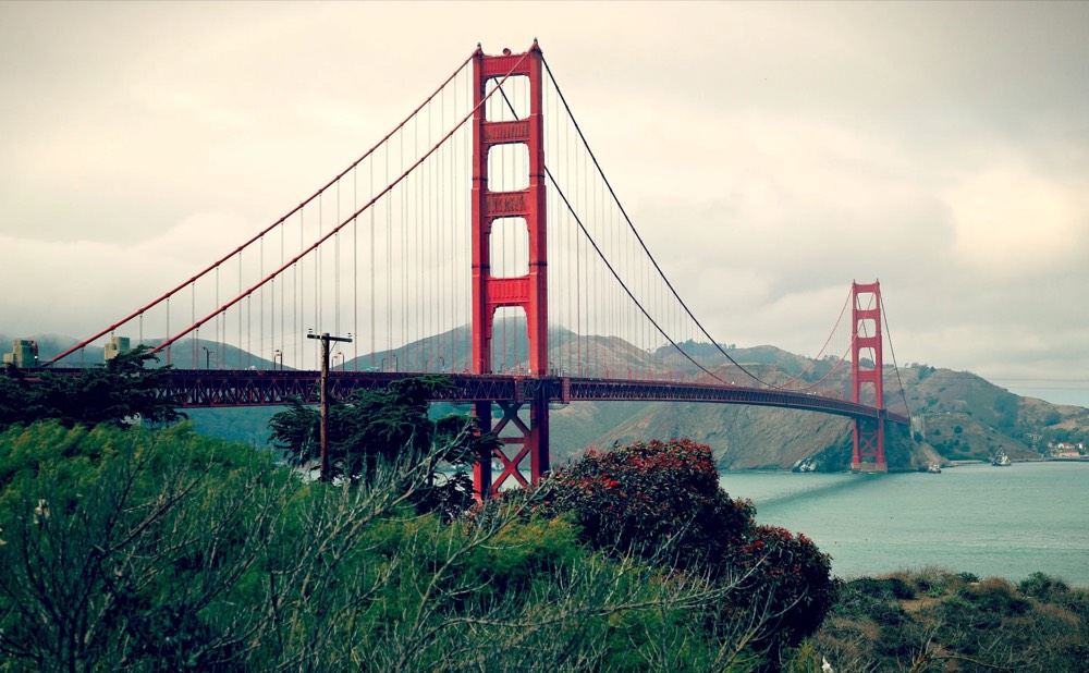 The Golden Gate Bridge seen from the headlands